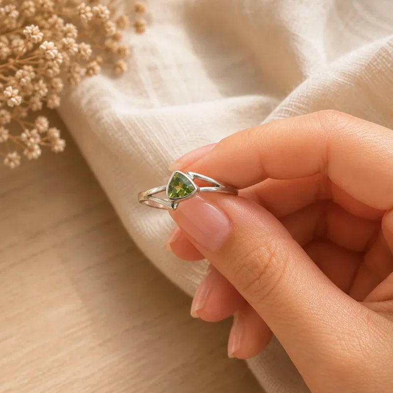 Anillo olivino y plata adptable - Prosperidad y renovación vital