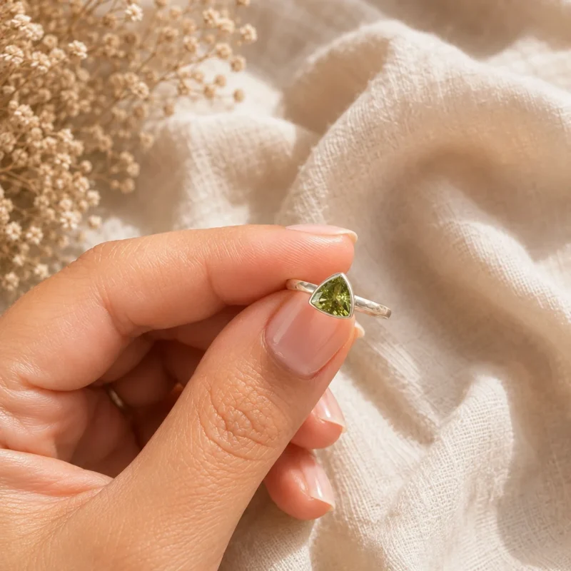 Anillo turmalina verde y plata adaptable - Protección, abundancia y bienestar emocional